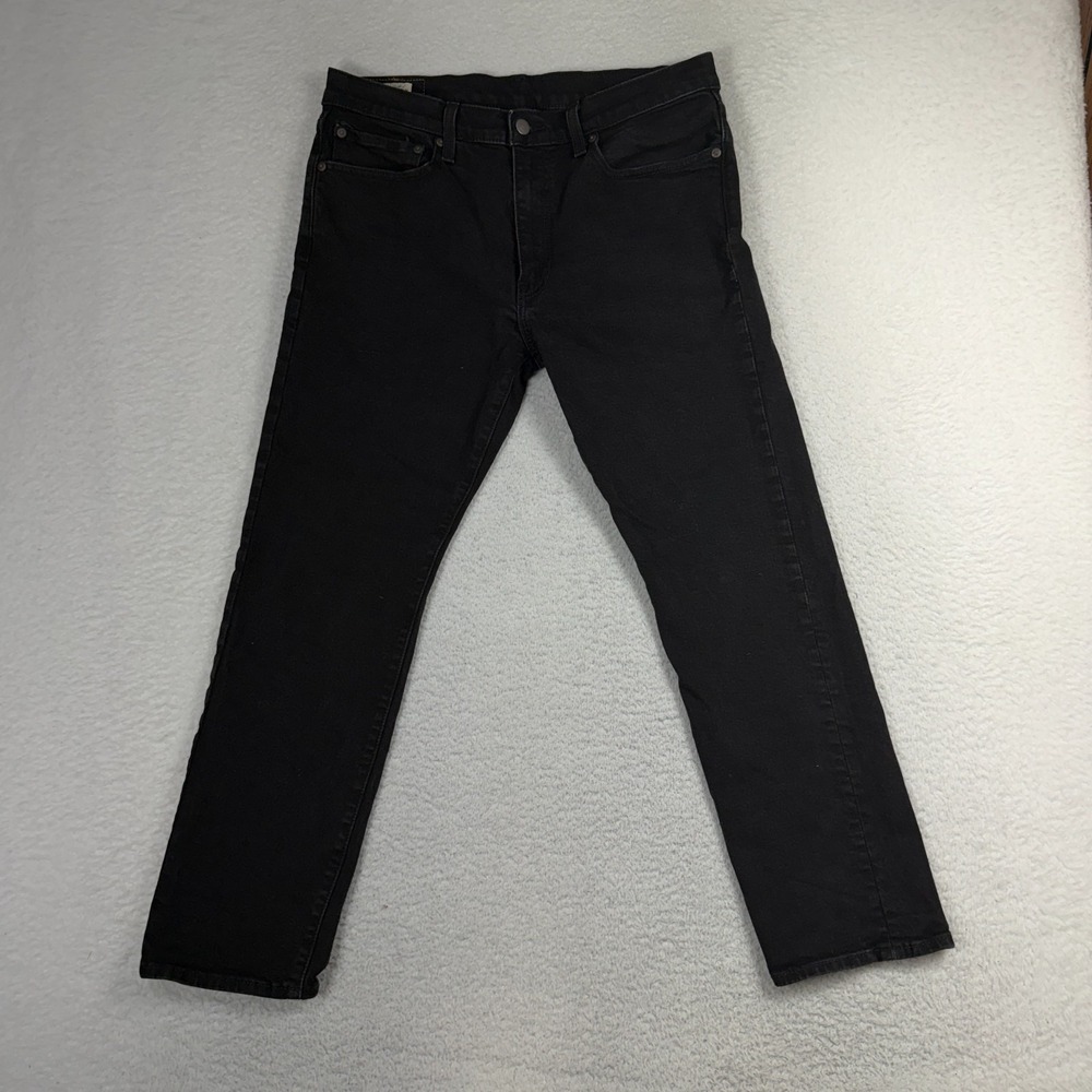 Levis Premium 502 Stretch Regular Tapered Jeans Black Mens 34x30 (33x26)